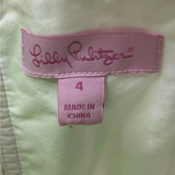 Lilly Pulitzer Dress Women’s 4 Mini Green White Leaf Print Zip - Picture 4 of 11